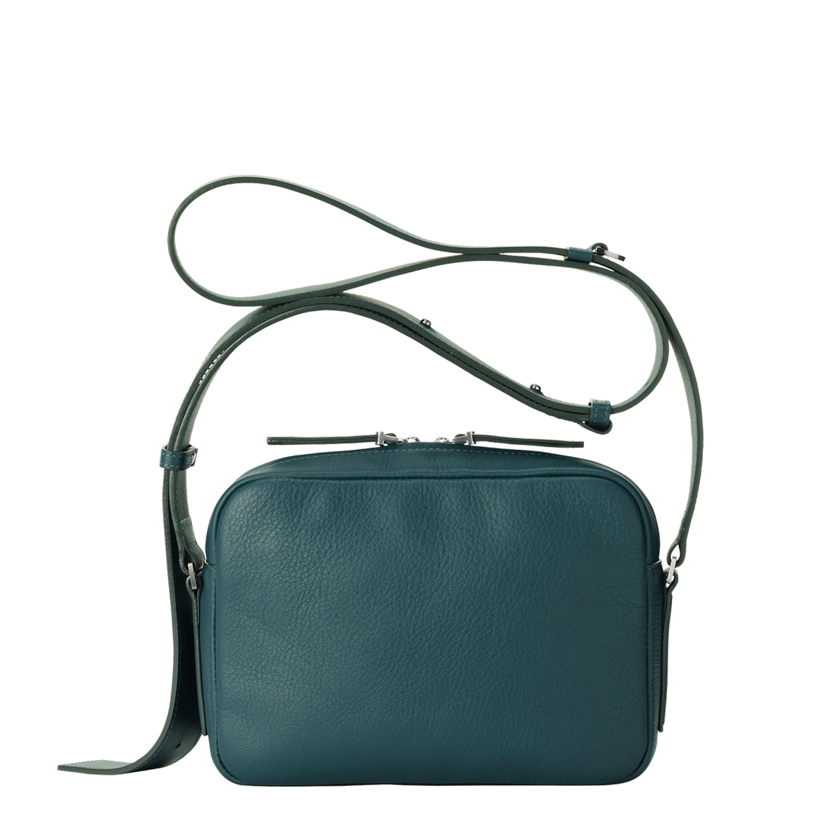 material.calm-grain-leather-shinome Shinome Small Crossbody Bag in Peacock Blue Made in Japan