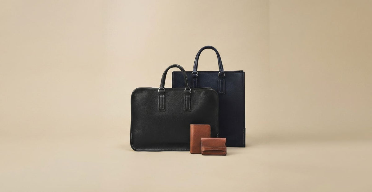Luxury leather bags and accessories, crafted with Japanese craftsmanship,